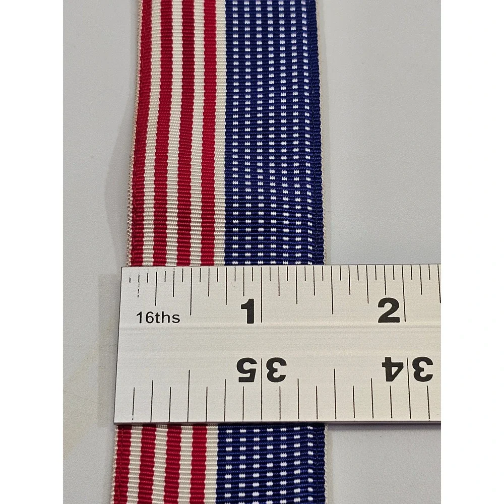 J McLaughlin D-Ring Belt Mens Medium Red White Blue American Flag Stars Stripes